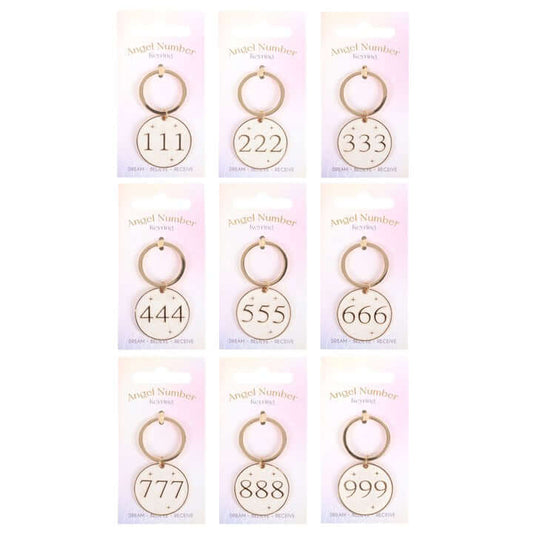 Pack of 9 Angel Number Keyrings-Sociodigi