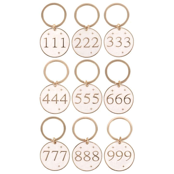 Pack of 9 Angel Number Keyrings-Sociodigi