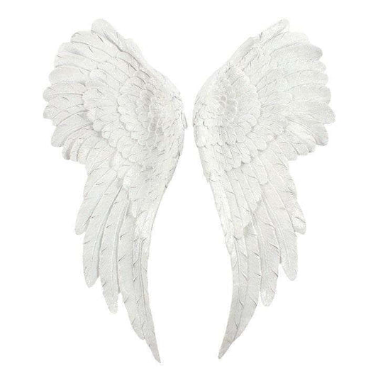 Pair of Large Glitter Angel Wings Wall Décor White Iridescent Hanging Wings-Sociodigi