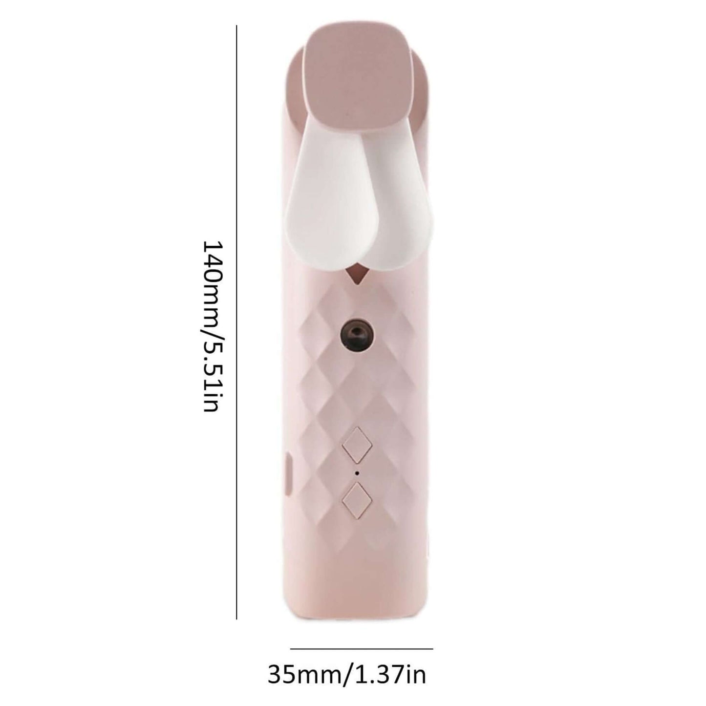 Pink Nano Mist Face Fan - compact and lightweight USB rechargeable design for instant hydration and refreshing mist.