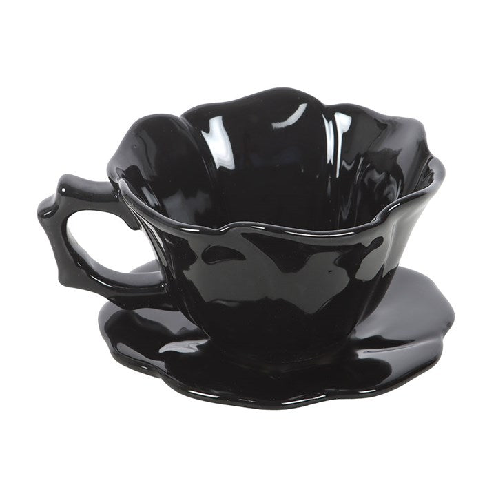 Black Rose Teacup and Saucer N/A