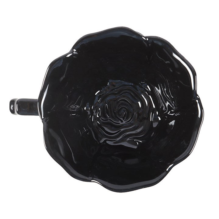 Black Rose Teacup and Saucer N/A