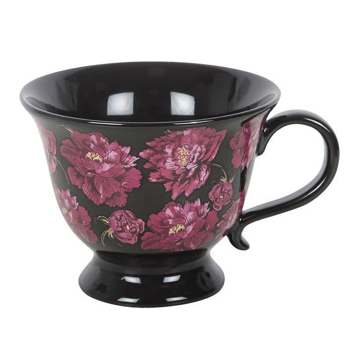 Dark Romance Floral Print Teacup N/A