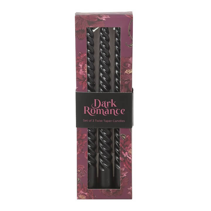 Set of 3 Dark Romance Twist Taper Candles N/A