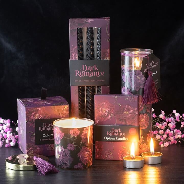 Set of 3 Dark Romance Twist Taper Candles N/A