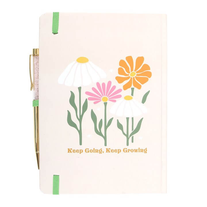 Keep Going, Keep Growing A5 Notebook with Rose Quartz Pen