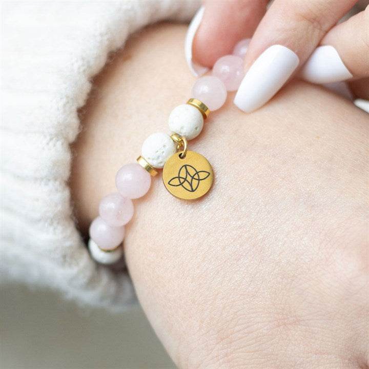 Rose Quartz Crystal Bracelet with Essential Oil Self Love & Confidence-Sociodigi
