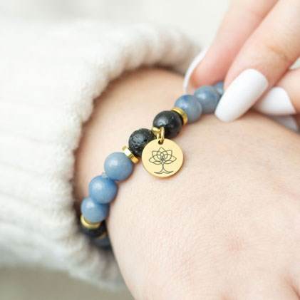 Blue Lace Agate Bracelet with Essential Oil Inner Peace Gift Set-Sociodigi