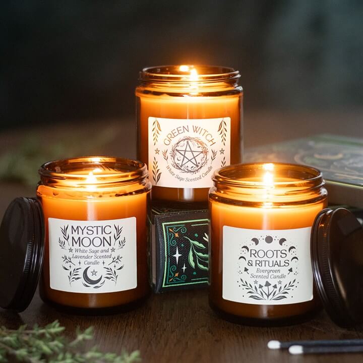 Roots And Rituals Evergreen Amber Glass Candle Paraffin Wax Forest Ambience