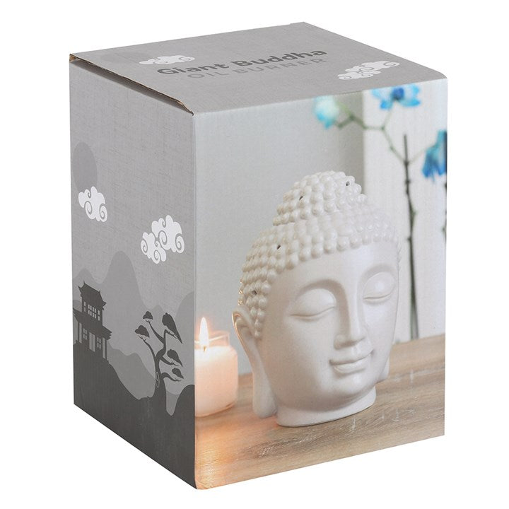Large Grey Buddha Head Oil Burner and Wax Warmer N/A
