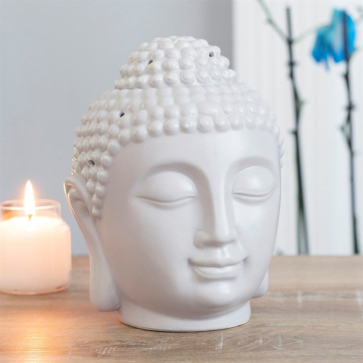 Large Grey Buddha Head Oil Burner and Wax Warmer N/A
