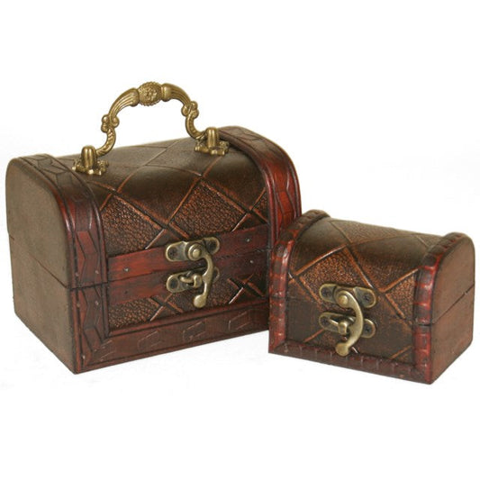 Set of 2 Diamond Treasure Chest Trinket Boxes-Sociodigi
