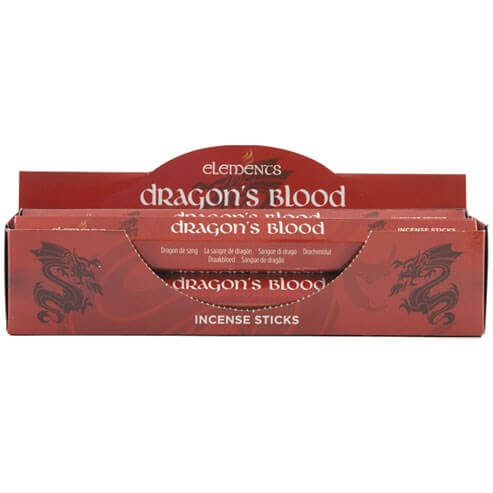 Box of Elements Dragon's Blood incense sticks on a white background