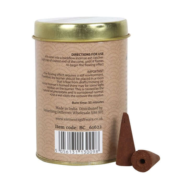 Backflow Cones packaging details with instructions and cones for creating smoke displays.