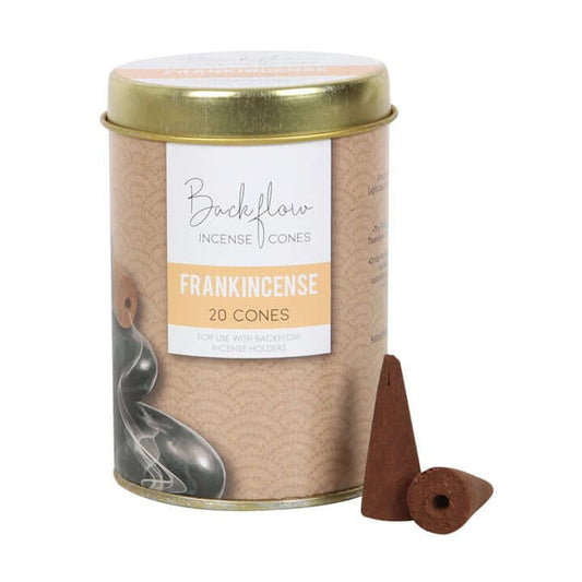 Backflow Incense Cones Frankincense canister with two cones on a white background