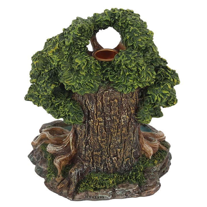Decorative tree stump with foliage on a white background
