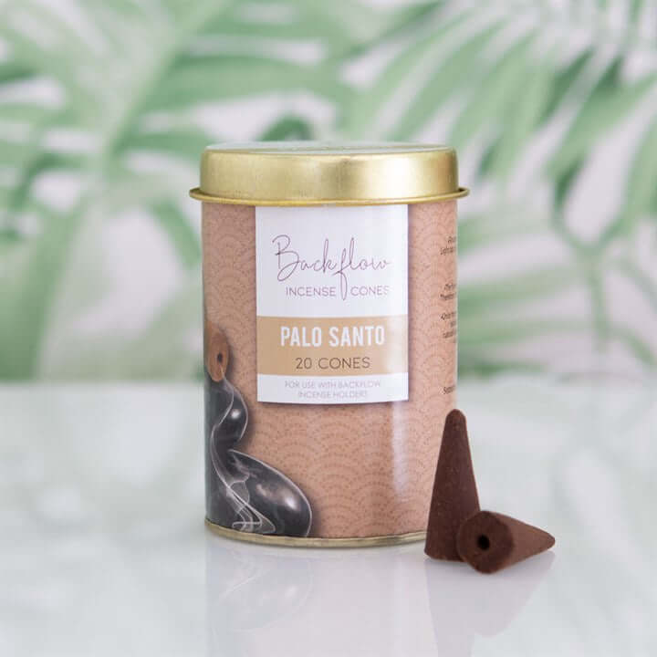 Palo Santo incense cones packaging with two cones on a light background