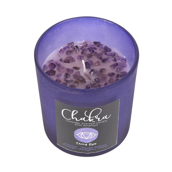 Third Eye Chakra Lavender Crystal Chip Candle N/A