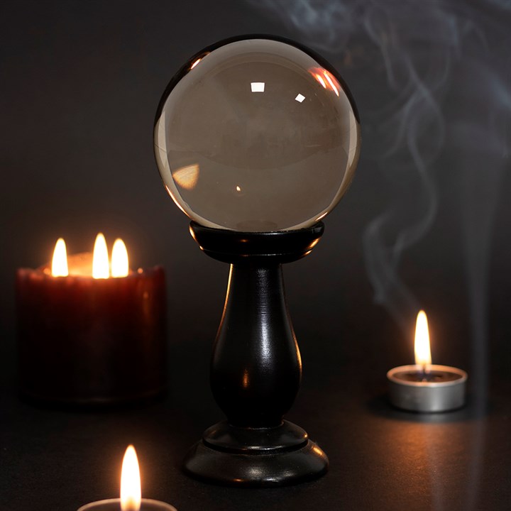 Small Smoke Grey Crystal Ball on Stand – Fortune Telling & Mystical Home Décor-Sociodigi