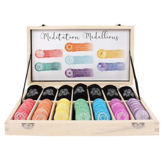 Set of 42 Chakra Meditation Stones – Marble Healing Stones with Velvet Pouches-Sociodigi