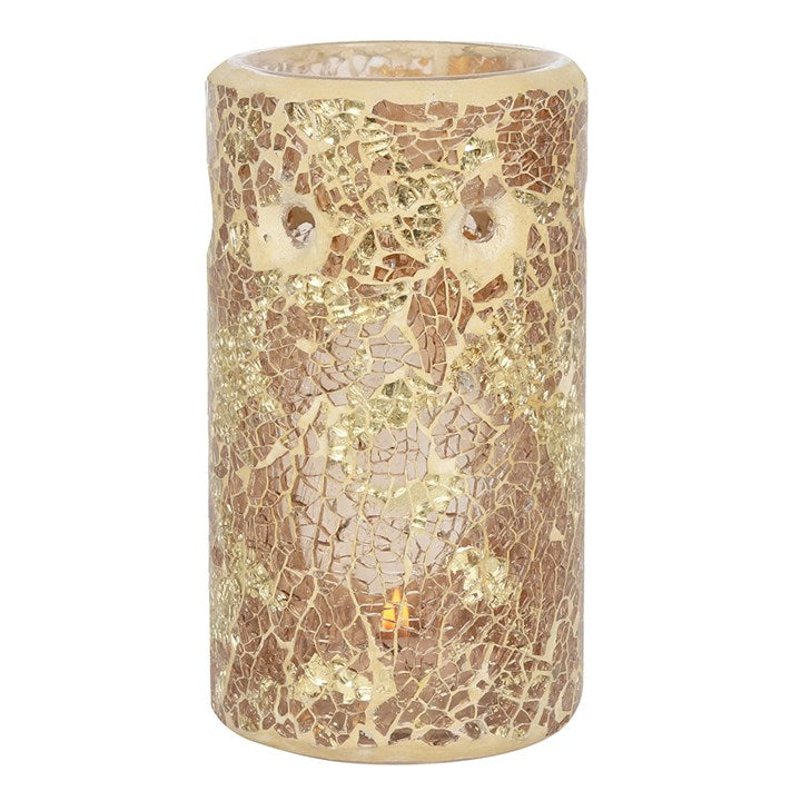 Gold Pillar Crackle Glass Oil Burner and Wax Warmer N/A