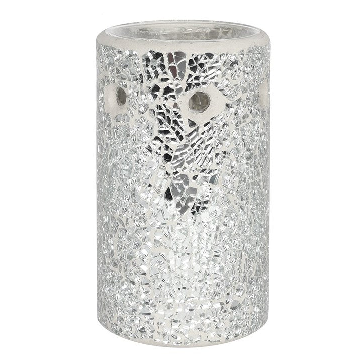 Silver Pillar Crackle Glass Oil Burner and Wax Warmer N/A