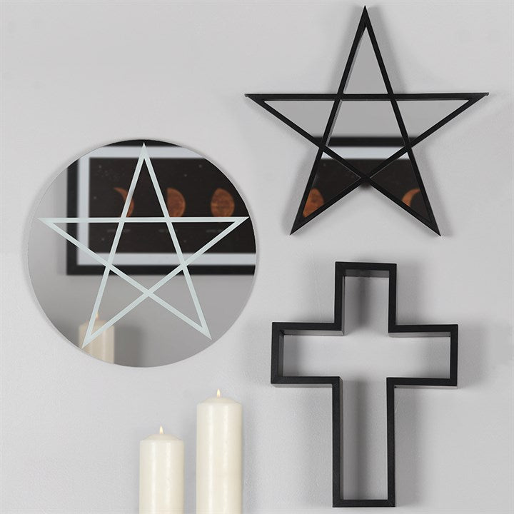 Black Framed Pentagram Mirror N/A