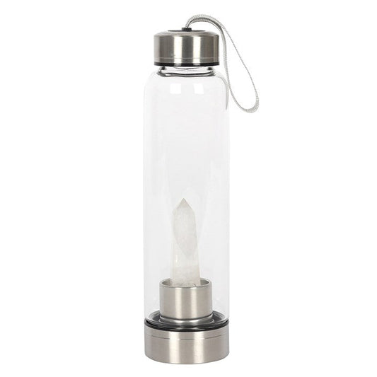 Clear Quartz Energising Glass Water Bottle-Sociodigi