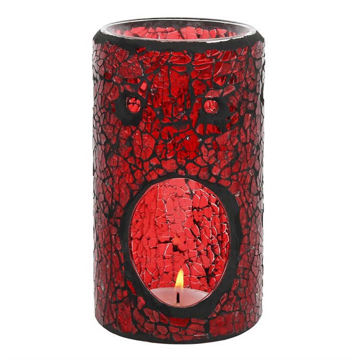 Red Pillar Crackle Glass Oil Burner and Wax Warmer N/A