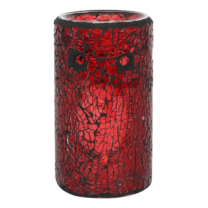 Red Pillar Crackle Glass Oil Burner and Wax Warmer N/A