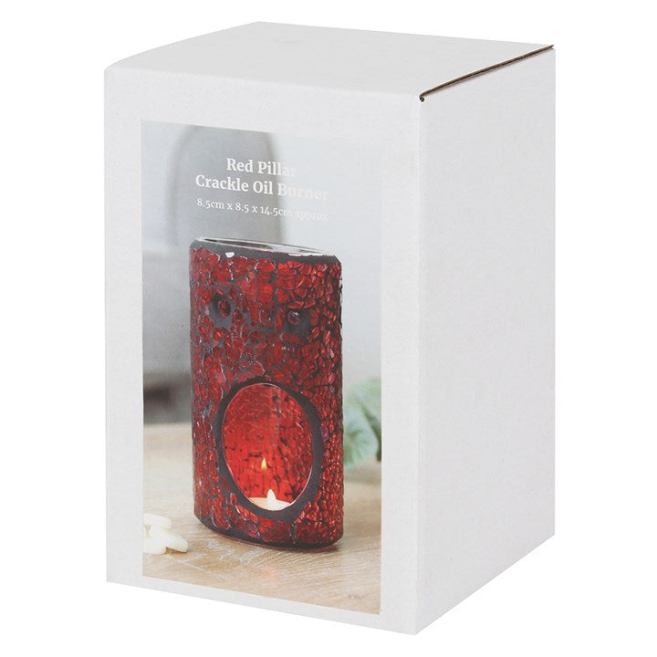 Red Pillar Crackle Glass Oil Burner and Wax Warmer N/A