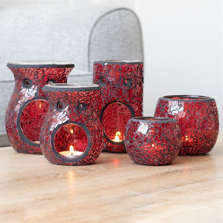 Red Pillar Crackle Glass Oil Burner and Wax Warmer N/A