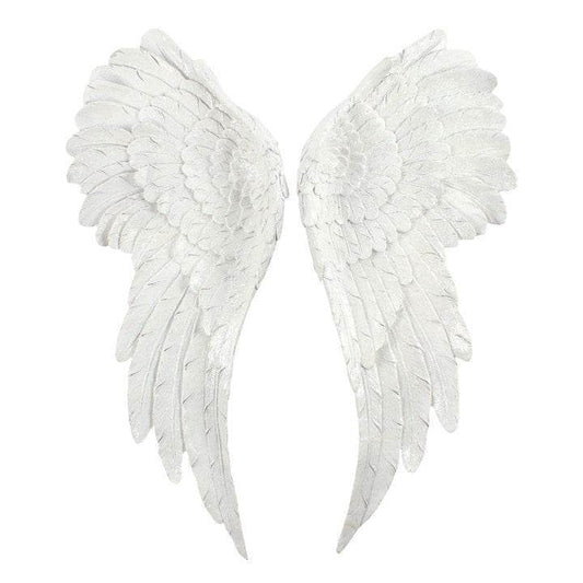 Pair of Large Glitter Angel Wings Wall Décor White Iridescent Hanging Wings-Sociodigi
