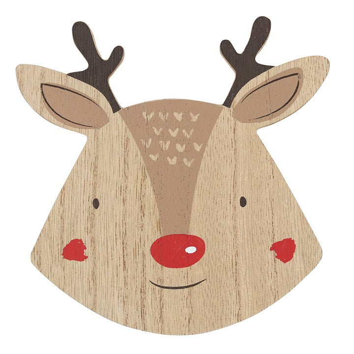 Set of 4 Red Nose Reindeer Coasters – Festive Holiday Drink Protectors-Sociodigi