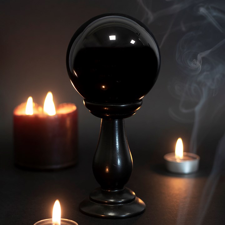 Small Black Crystal Ball on Stand – Fortune Telling & Gothic Home Décor-Sociodigi