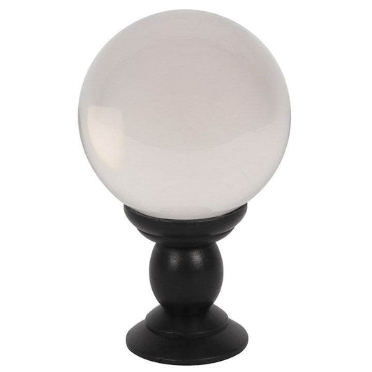 Large Clear Crystal Ball on Black Wooden Stand – Divination & Decorative Display-Sociodigi