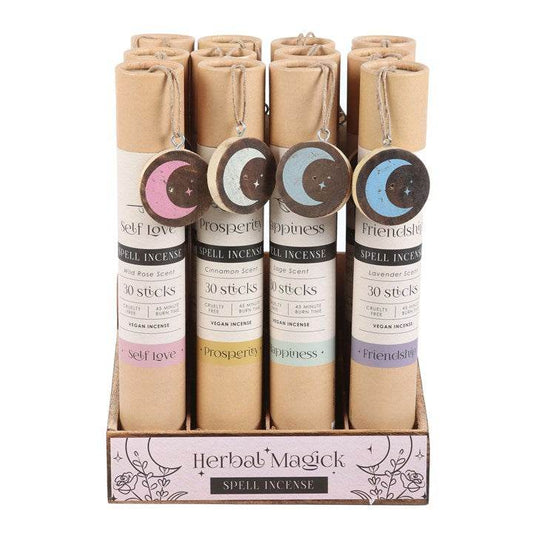 Set of 12 Herbal Magick Spell Incense Sticks with Display-Sociodigi