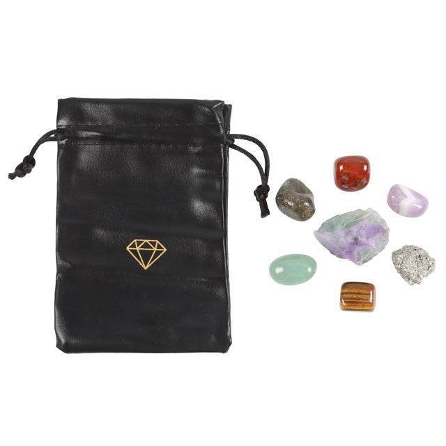 Manifestation Crystal Gift Set with 7 Natural Crystals & Travel Pouch-Sociodigi