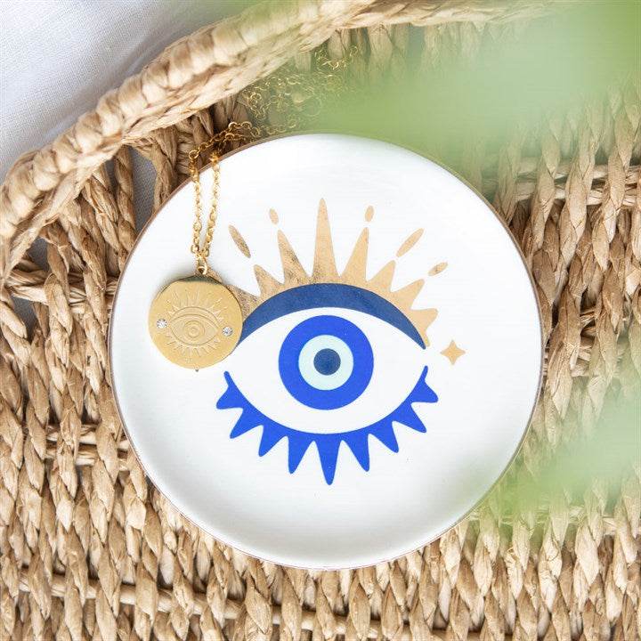 All Seeing Eye Necklace & Dish Gift Set Protection & Positive Energy-Sociodigi