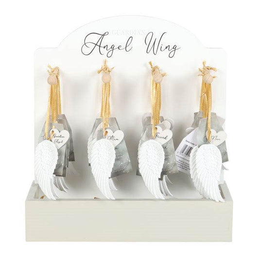 Set of 24 Angel Wing Hanging Decorations with Countertop Display – Mum, Nan, Guardian Angel & Friend-Sociodigi