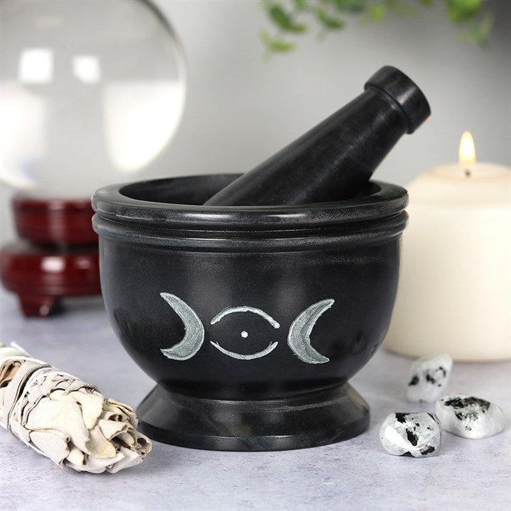 Soap Stone Triple Moon Pestle and Mortar-Sociodigi