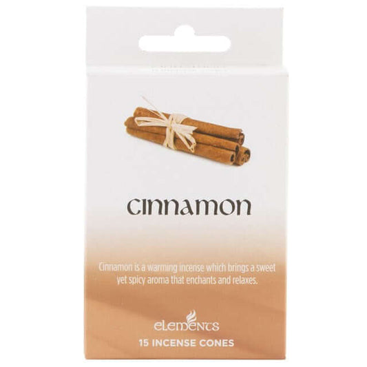 Set of 12 Packets of Elements Cinnamon Incense Cones featuring 15 cones in each pack.