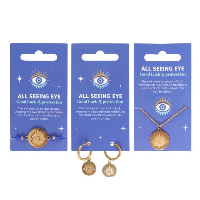 Set of 18 All Seeing Eye Jewellery Pieces on Display N/A