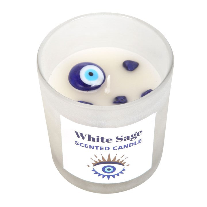 *All Seeing Eye White Sage Protection Charm Candle in Glass Pot (4/20) N/A