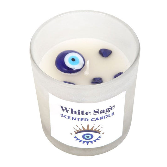 *All Seeing Eye White Sage Protection Charm Candle in Glass Pot (4/20) N/A