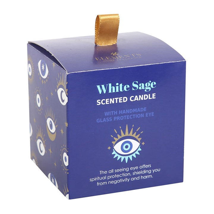 *All Seeing Eye White Sage Protection Charm Candle in Glass Pot (4/20) N/A