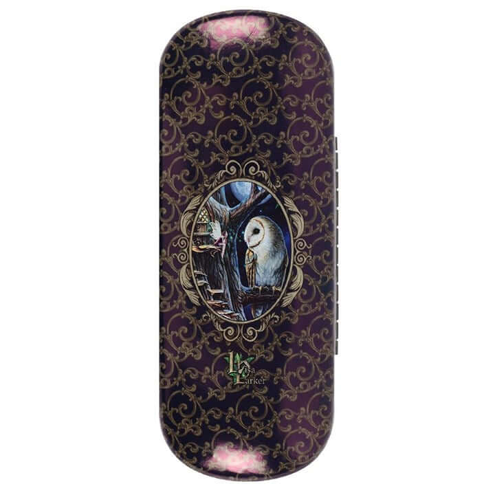 Decorative case with intricate patterns and an owl design on a white background