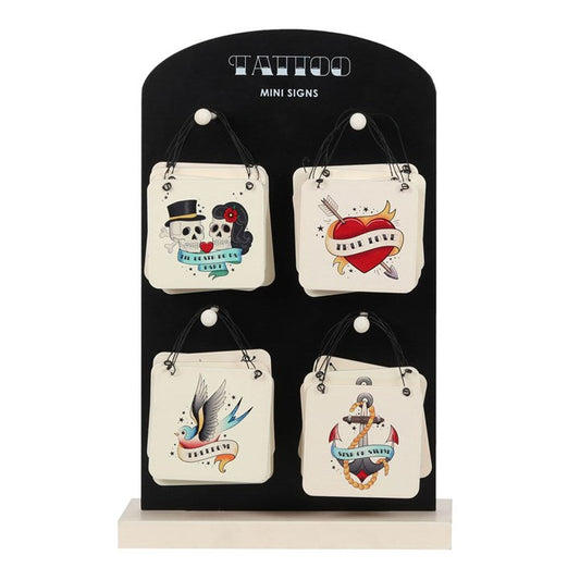 Set of 24 Gothic Tattoo Mini Signs – Vintage-Inspired Quick Gift Set-Sociodigi
