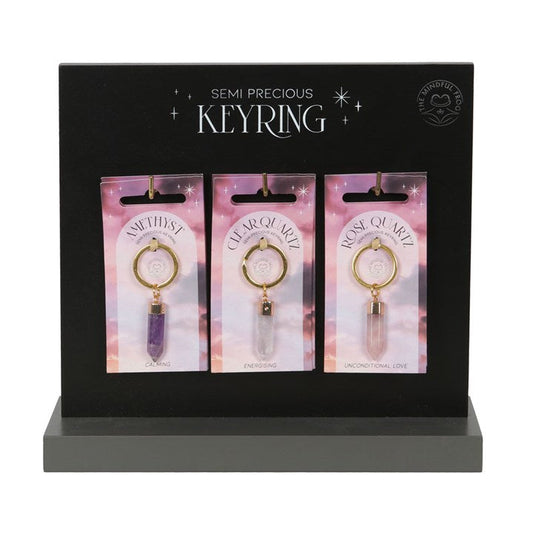 Set of 18 Semi-Precious Crystal Keyrings with Display Stand-Sociodigi