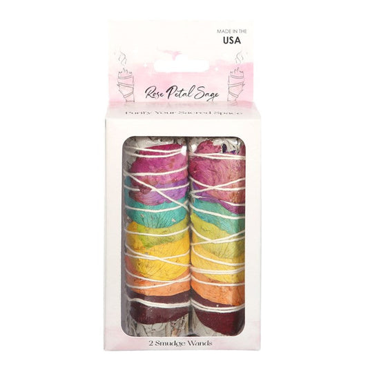 Set of 2 Rose Petal Sage Smudge Wands N/A